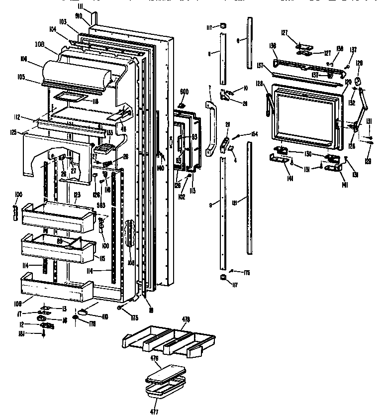 Kenmore 3639527810 fresh food door diagram