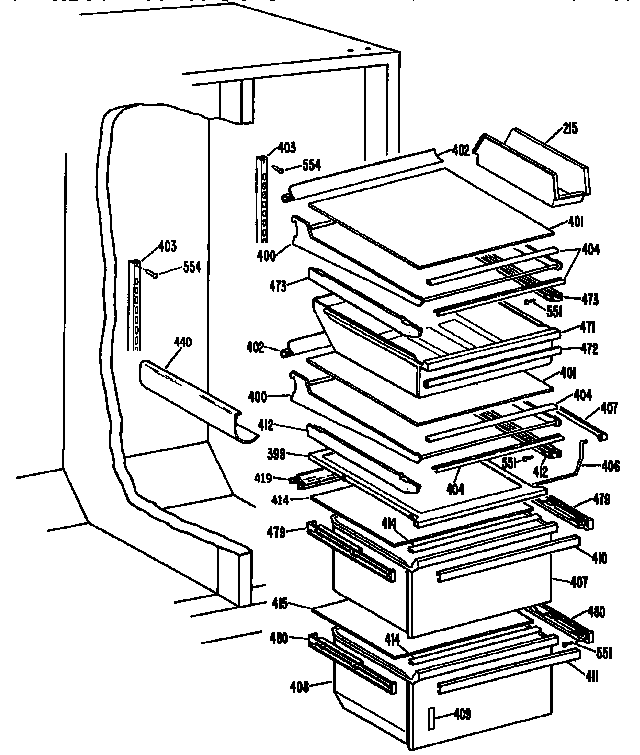 Kenmore 3639527810 fresh food section diagram