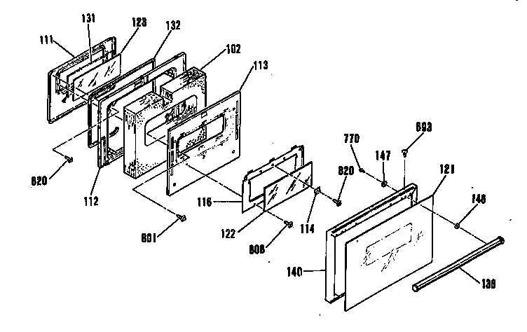 Kenmore 9114654091 oven door section diagram