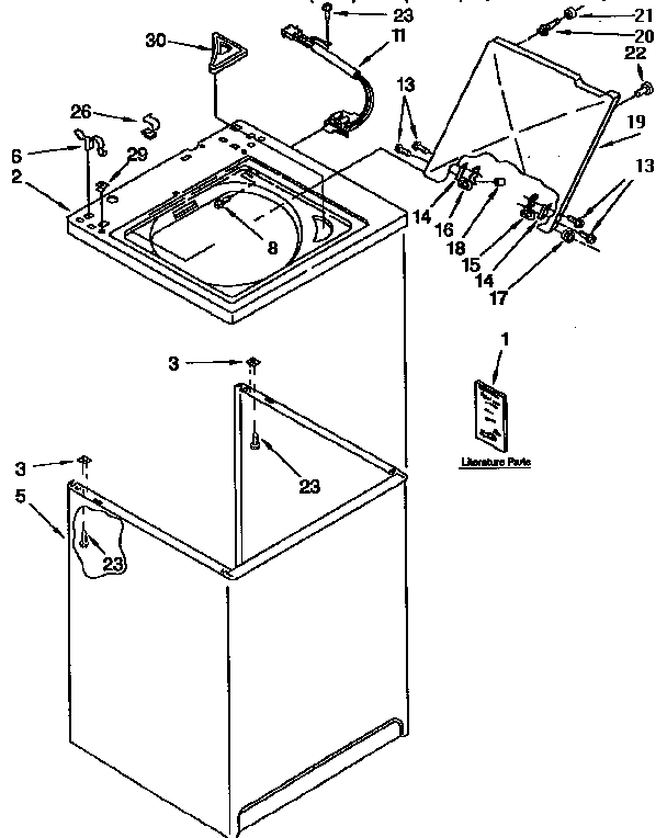 Kenmore 11092591410 top and cabinet parts diagram