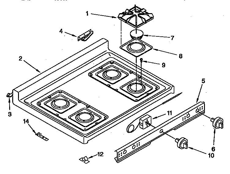 Whirlpool SF317PEAN0 cooktop diagram