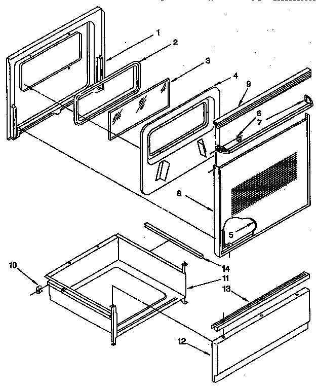 Whirlpool RF315PXYN0 door and drawer diagram