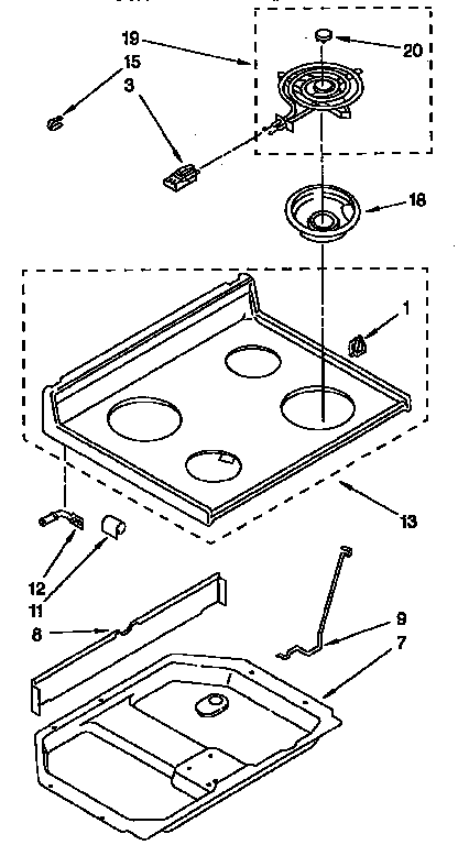 Whirlpool RF315PXYN1 cooktop diagram