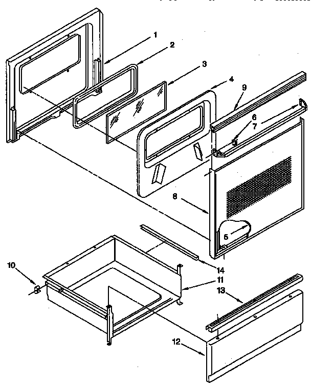 Whirlpool RF315PXYN1 door and drawer diagram
