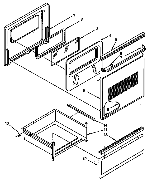 Whirlpool RF315PXYW2 door and drawer diagram