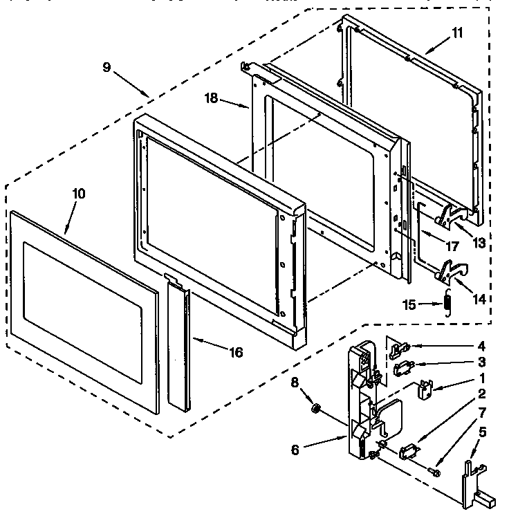 KitchenAid KEMS378BAL0 door and latch diagram