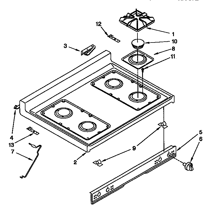 Whirlpool SF387PEYB2 cooktop diagram