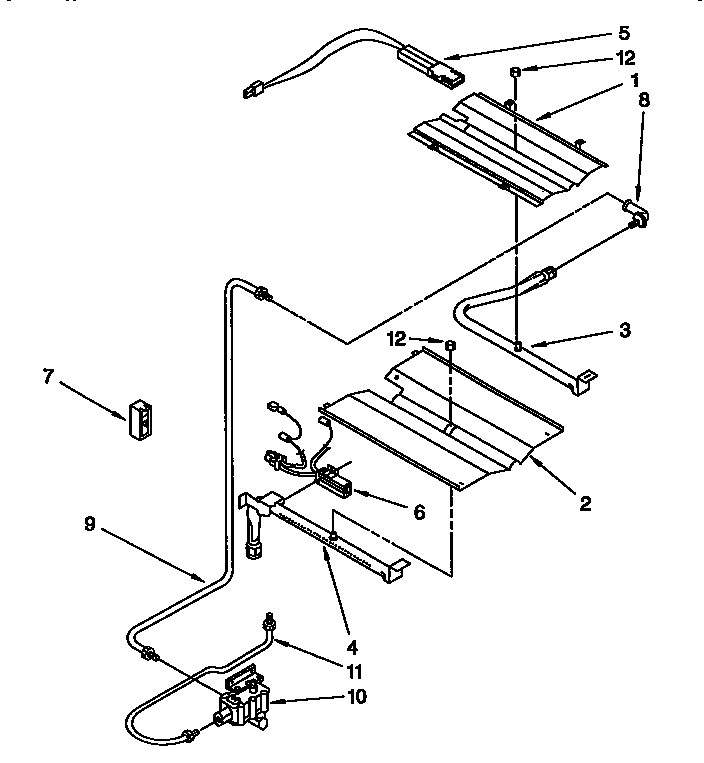 Whirlpool SF387PEYB2 broiler and oven burner diagram