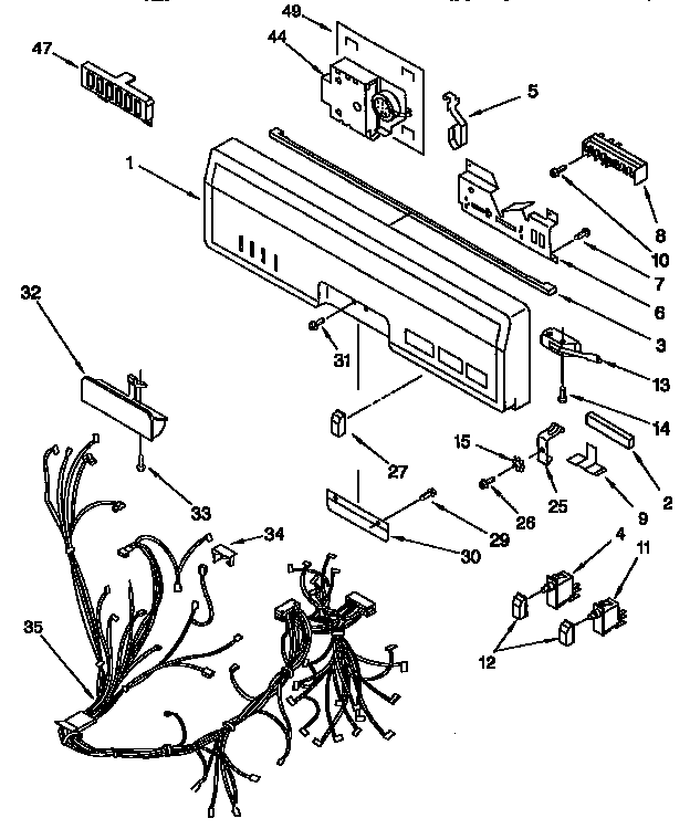 KitchenAid KUDS23HBWH0 control panel diagram
