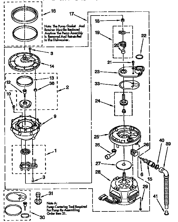 KitchenAid KUDS23HBWH0 pump and motor diagram