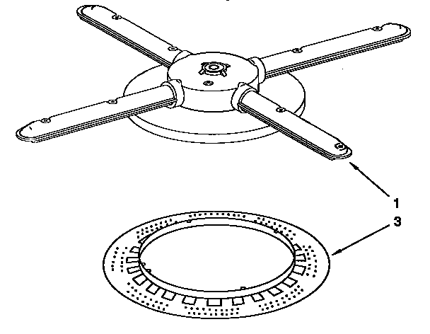 KitchenAid KUDS23HBWH0 lower washarm and strainer diagram
