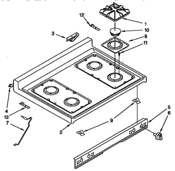 Whirlpool SF387PEYB4 cooktop diagram