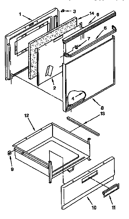 Whirlpool RF365BXYW0 door and drawer diagram