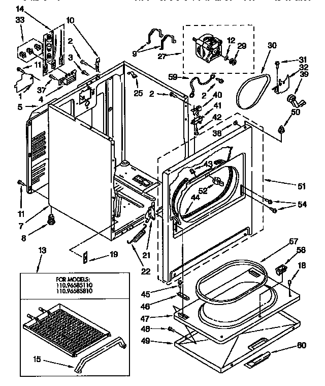 Kenmore 11096582810 cabinet diagram