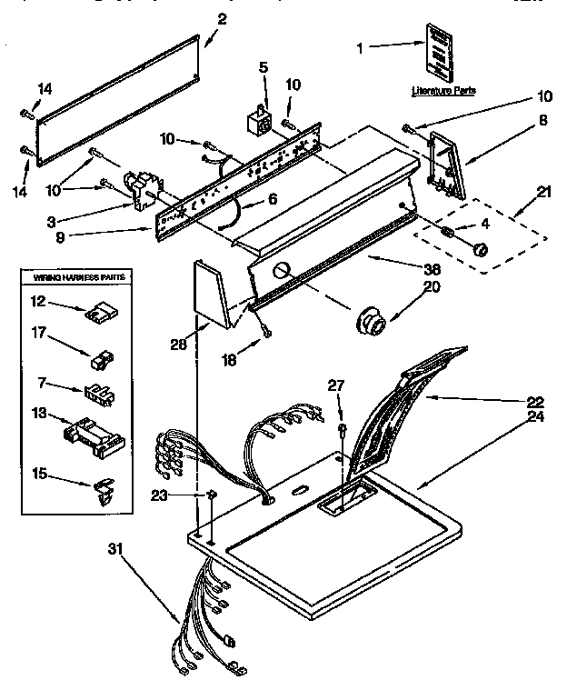 Sears 11097561110 top and console diagram