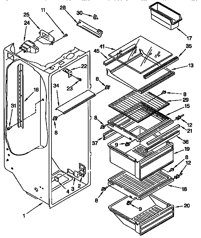 Kenmore 1069432482 refrigerator liner diagram