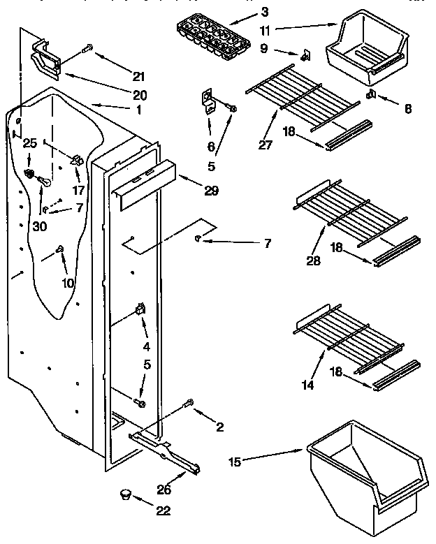 Kenmore 1069432482 freezer liner diagram
