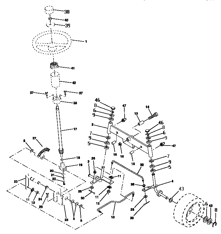 Craftsman 917252500 steering assembly diagram