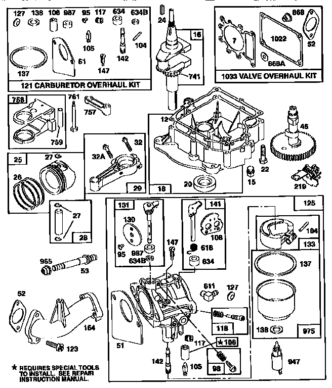 Craftsman 917252531 carburetor and engine base assembly diagram