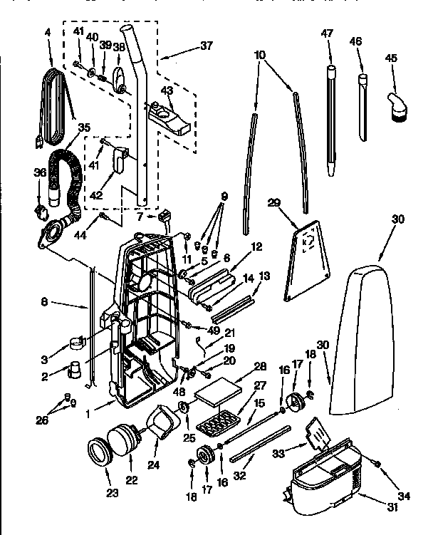 Kenmore 1163441290 dust compartment diagram