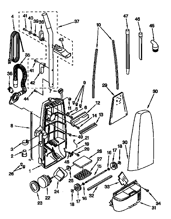 Kenmore 1163441291 dust compartment diagram