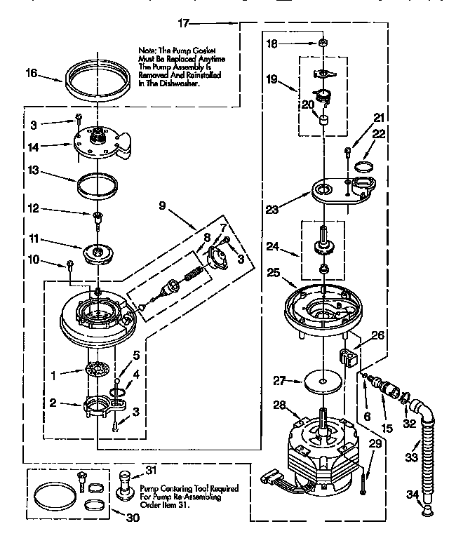 Kenmore 6651574990 pump and motor diagram
