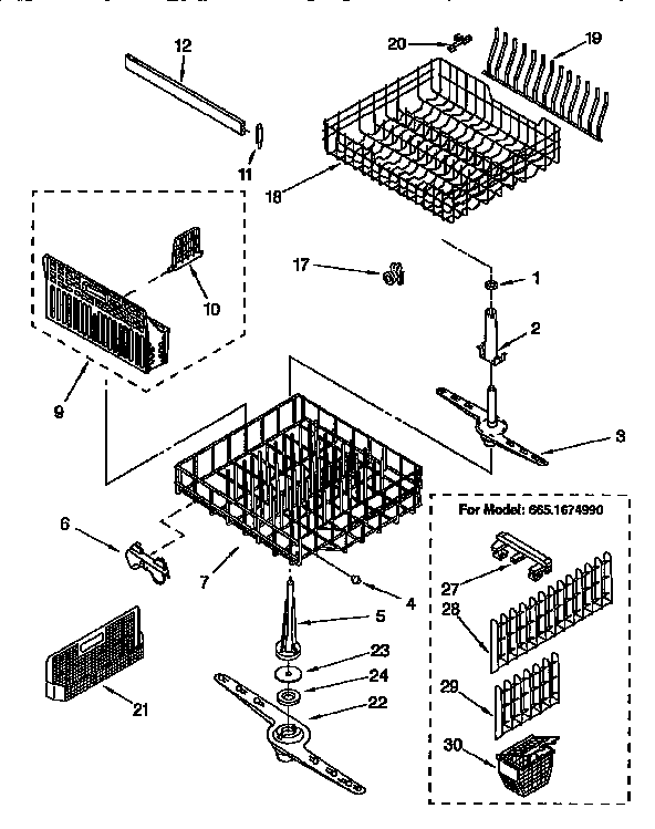 Kenmore 6651574990 dishrack diagram