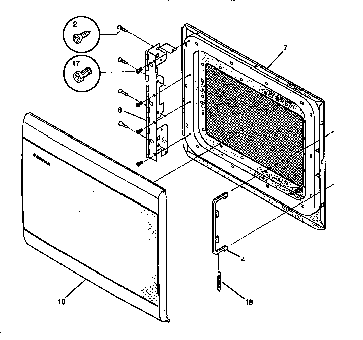 Tappan SMS138T1B2 (941354509) door diagram