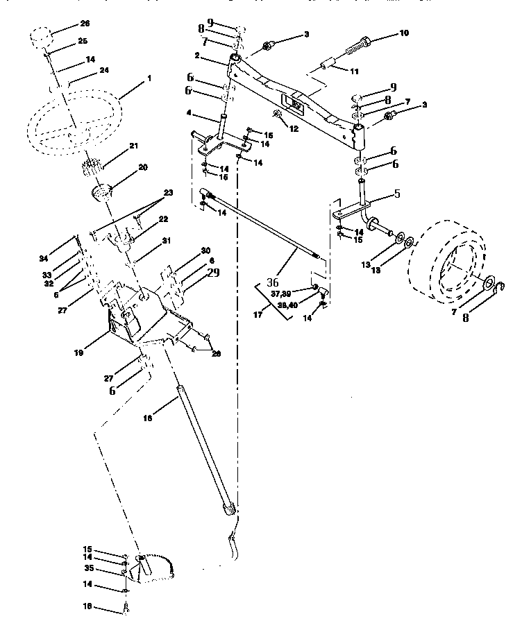 Craftsman 917250510 steering assembly diagram