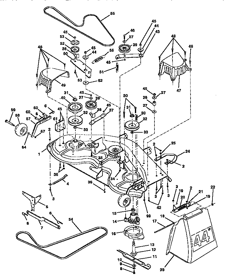 Craftsman 917257731 44" mower deck diagram