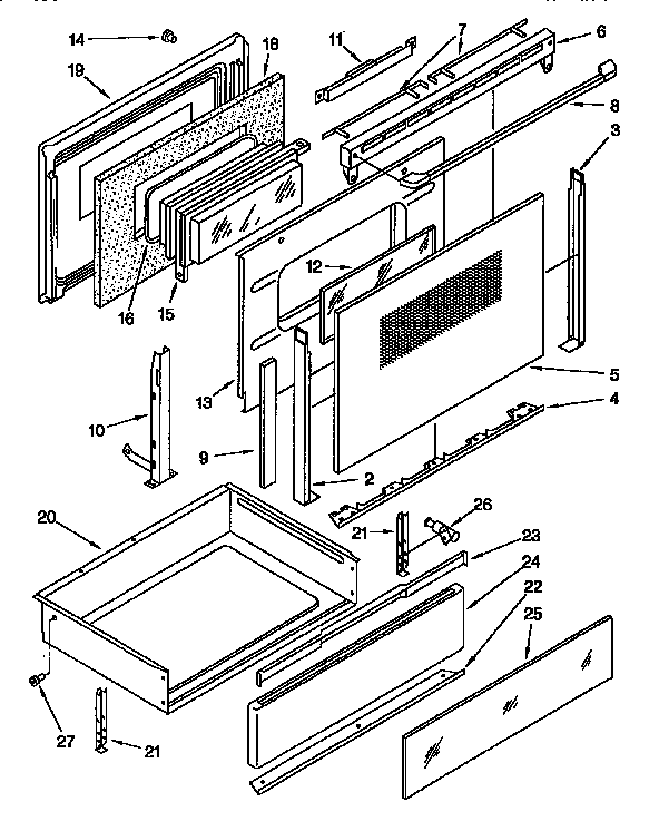 KitchenAid KERC507YWH0 door and drawer diagram