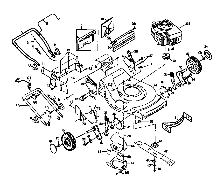 Craftsman 917372870 craftsman 22" rotary lawn mower diagram