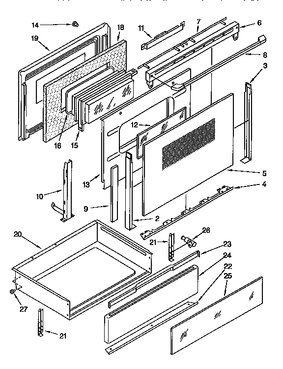 KitchenAid KERC507YWH1 door and drawer diagram