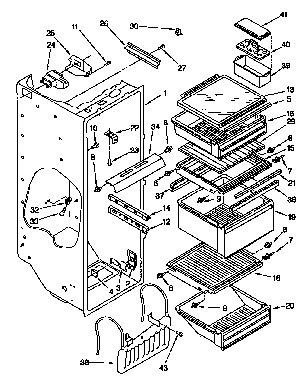 Kenmore 1069545712 refrigerator liner diagram