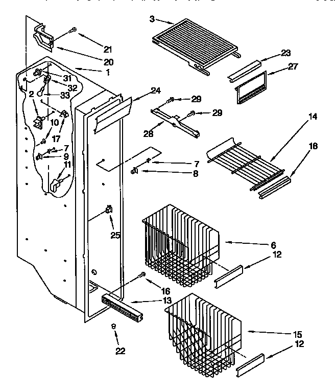 Kenmore 1069545712 freezer liner diagram