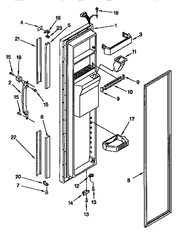 Kenmore 1069545712 freezer door diagram
