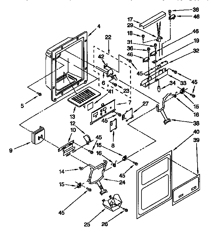 Kenmore 1069545712 dispenser front diagram