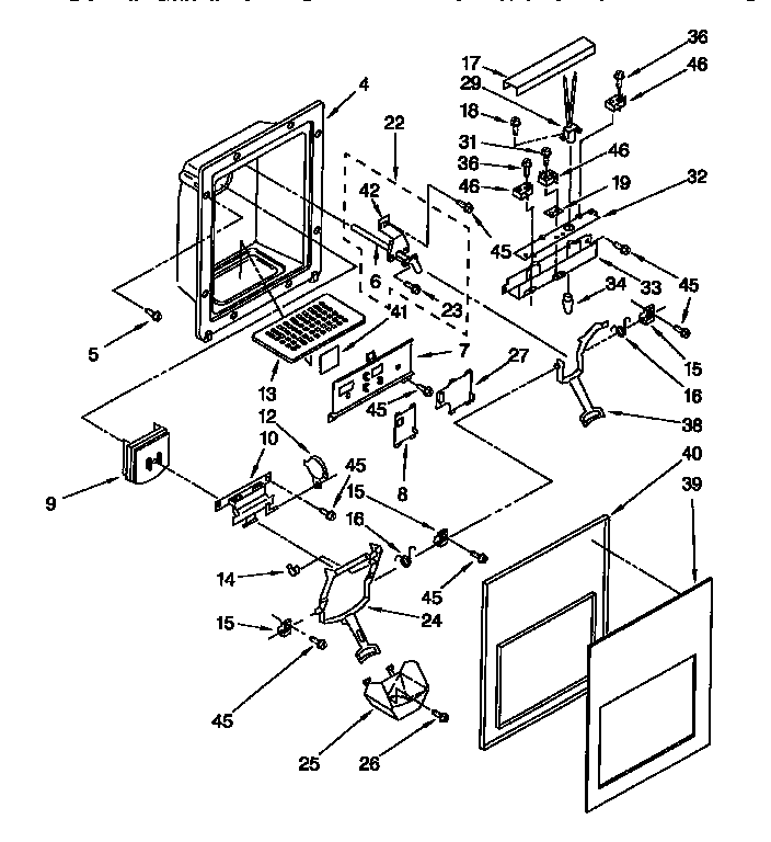 Kenmore 1069547622 dispenser front diagram