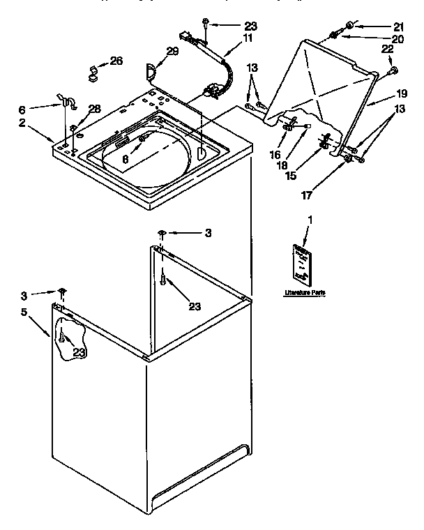 Kenmore 11092586400 top and cabinet diagram