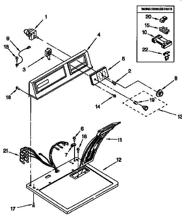 Kenmore 11096511120 top and console diagram
