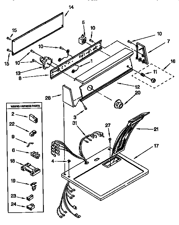 Kenmore 11097529820 top and console diagram