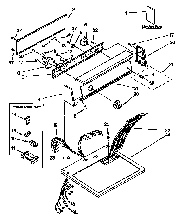 Kenmore 11096563120 top and console diagram