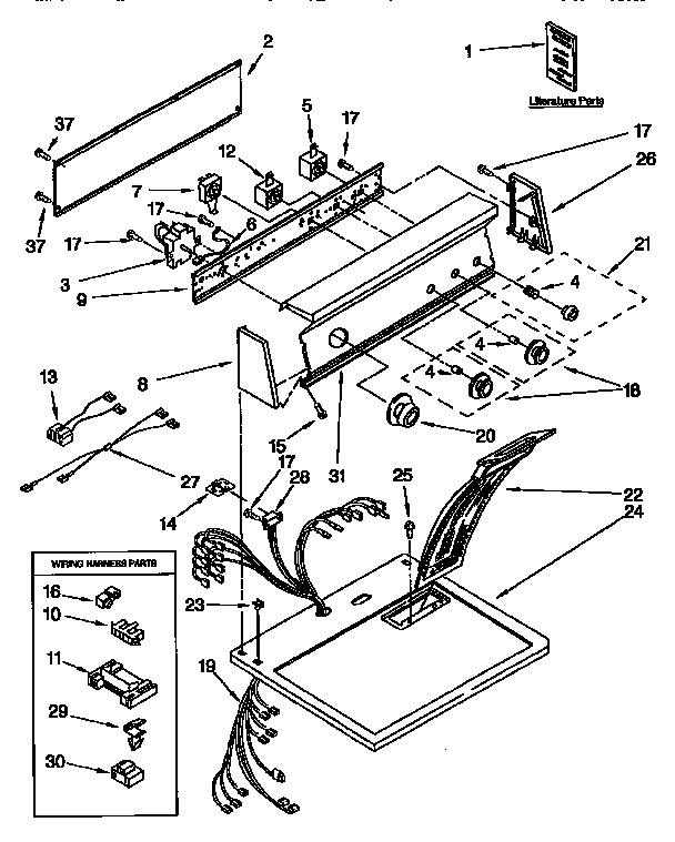 Kenmore 11096587210 top and console diagram