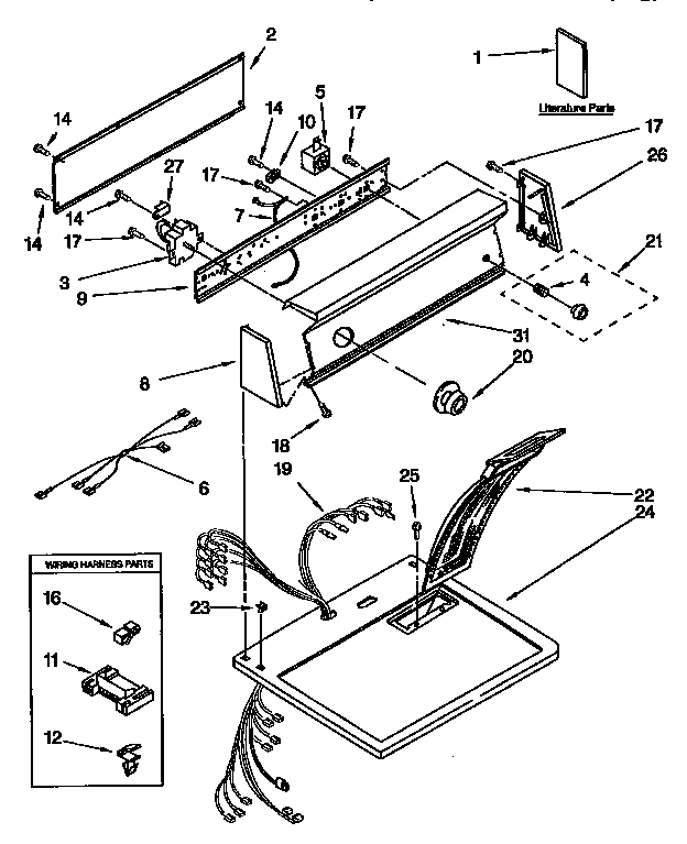 Kenmore 11096574820 top and console diagram