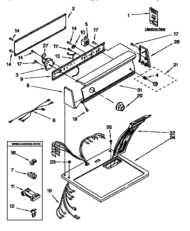 Kenmore 11096580120 top and console parts diagram