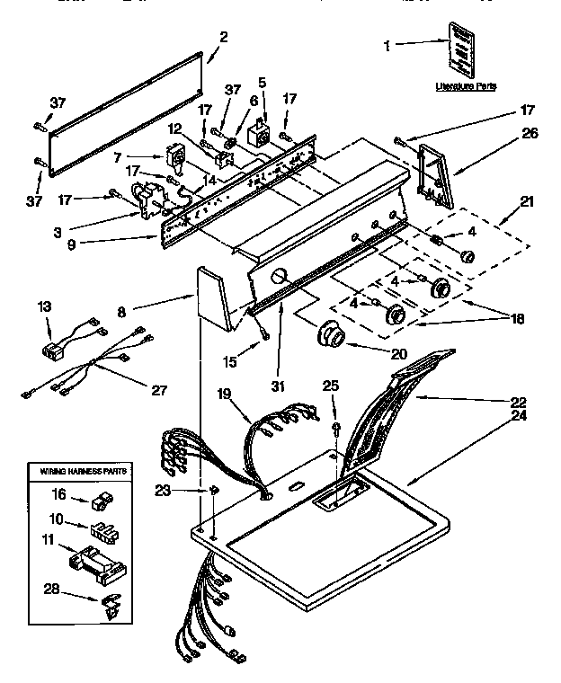 Kenmore 11096578120 top and console diagram
