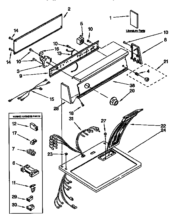 Kenmore 11097580120 top and console diagram