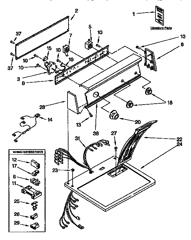 Kenmore 11097566400 top and console diagram