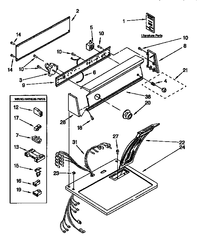Kenmore 11097561220 top and console diagram
