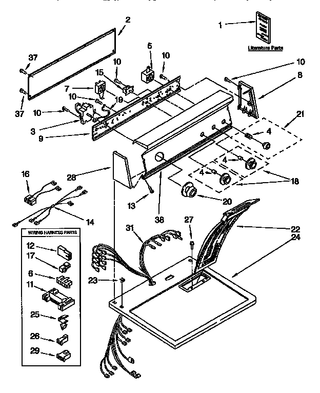 Kenmore 11097578120 top and console diagram